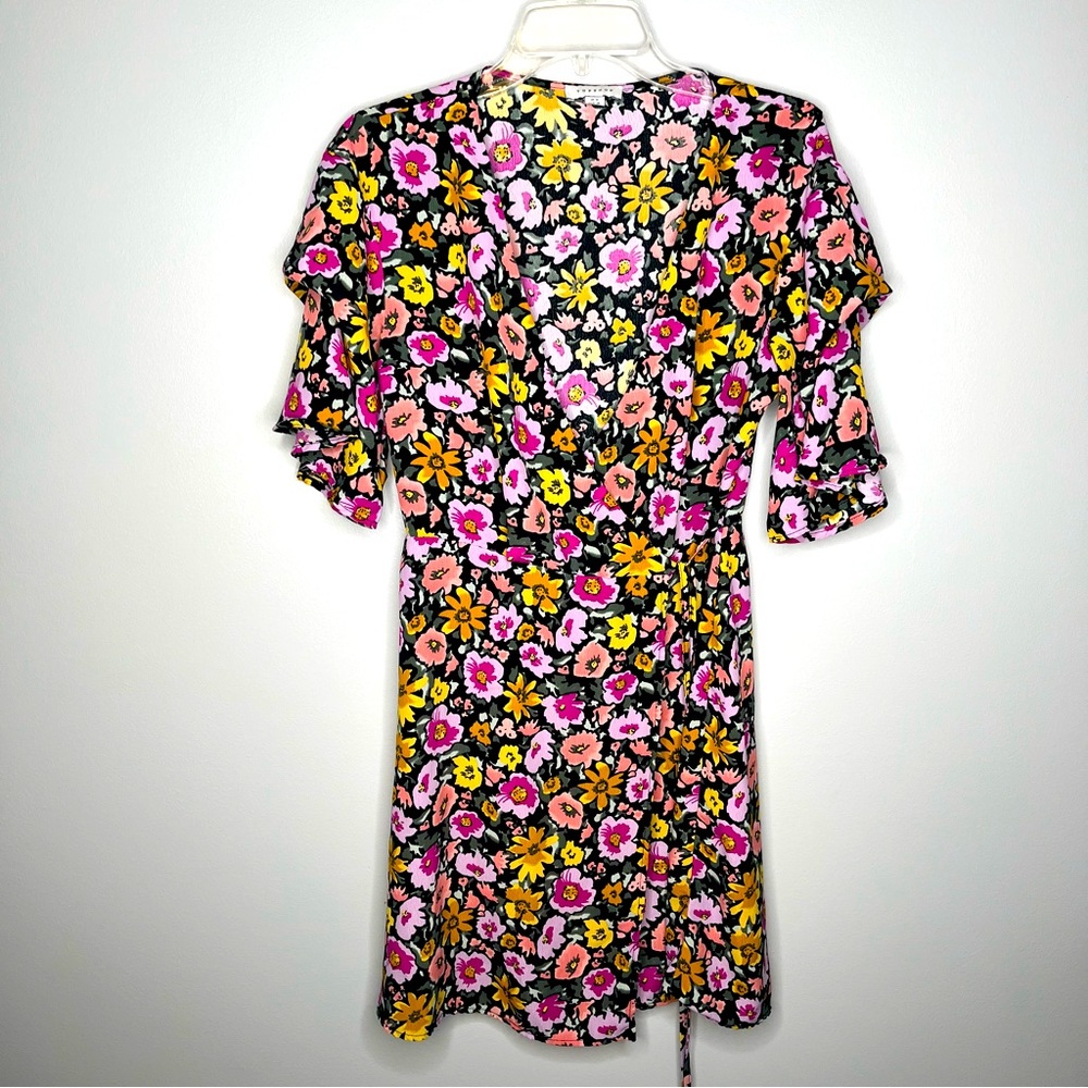 TOPSHOP FLORAL WRAP DRESS UK 10